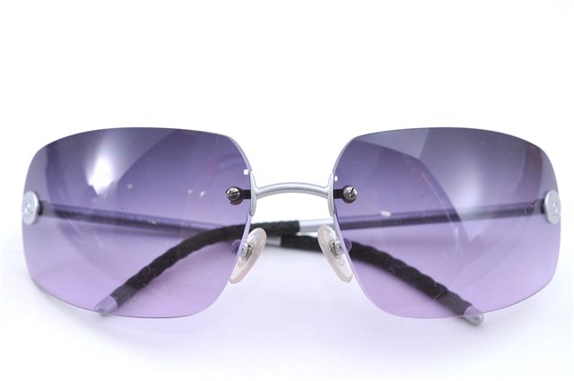 Authentic CHANEL Sunglasses Titanium CC Logos CoCo Mark Purple Silver H9434