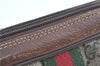 Authentic GUCCI Web Sherry Line Clutch Bag Pouch GG PVC Leather Brown Junk H9435