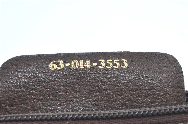 Authentic GUCCI Web Sherry Line Clutch Bag Pouch GG PVC Leather Brown Junk H9435