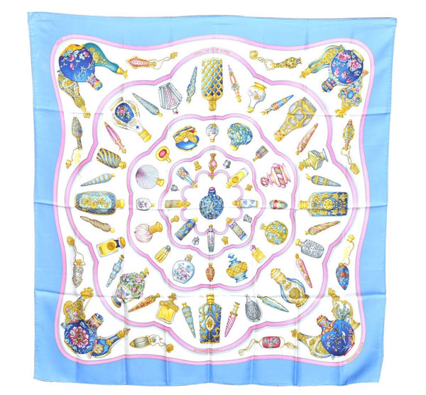 Authentic HERMES Carre 90 Scarf "Pourvu qu'on ait l'ivresse" Silk Blue H9436