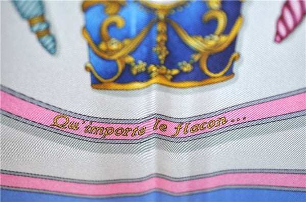 Authentic HERMES Carre 90 Scarf "Pourvu qu'on ait l'ivresse" Silk Blue H9436