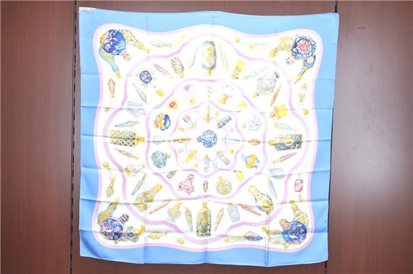 Authentic HERMES Carre 90 Scarf "Pourvu qu'on ait l'ivresse" Silk Blue H9436