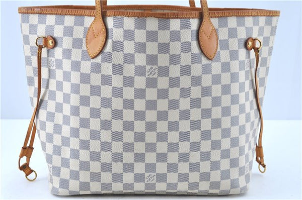 Authentic Louis Vuitton Damier Azur Neverfull MM Tote Bag N51107 LV H9438