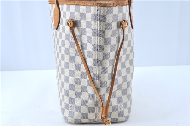 Authentic Louis Vuitton Damier Azur Neverfull MM Tote Bag N51107 LV H9438