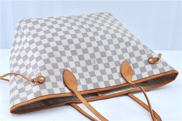 Authentic Louis Vuitton Damier Azur Neverfull MM Tote Bag N51107 LV H9438