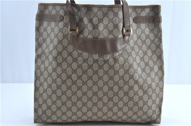 Authentic GUCCI Shoulder Tote Bag GG PVC Leather Brown H9441