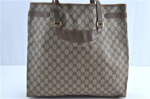 Authentic GUCCI Shoulder Tote Bag GG PVC Leather Brown H9441