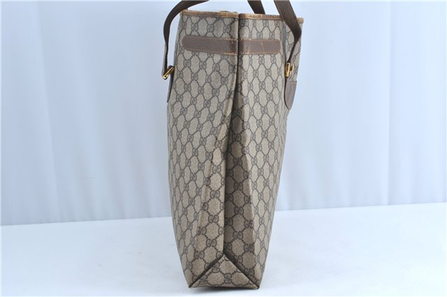 Authentic GUCCI Shoulder Tote Bag GG PVC Leather Brown H9441