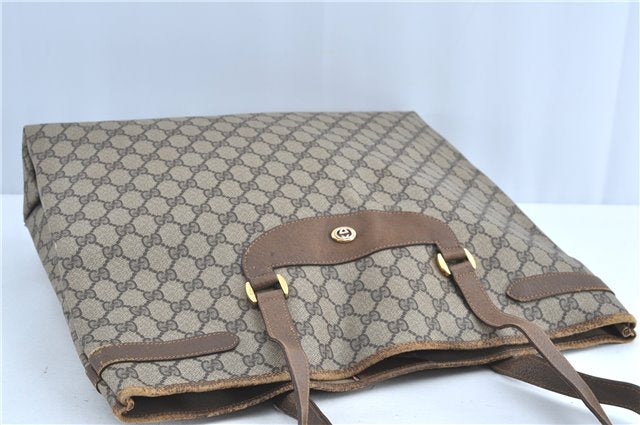 Authentic GUCCI Shoulder Tote Bag GG PVC Leather Brown H9441