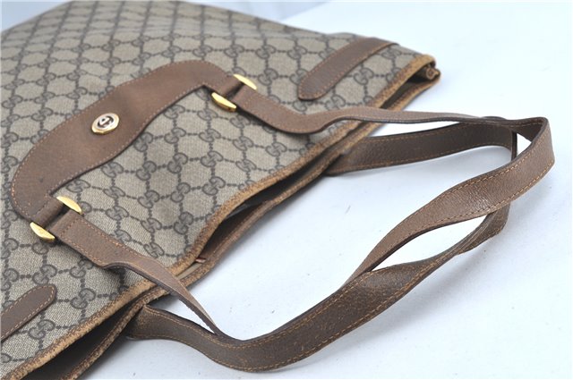 Authentic GUCCI Shoulder Tote Bag GG PVC Leather Brown H9441