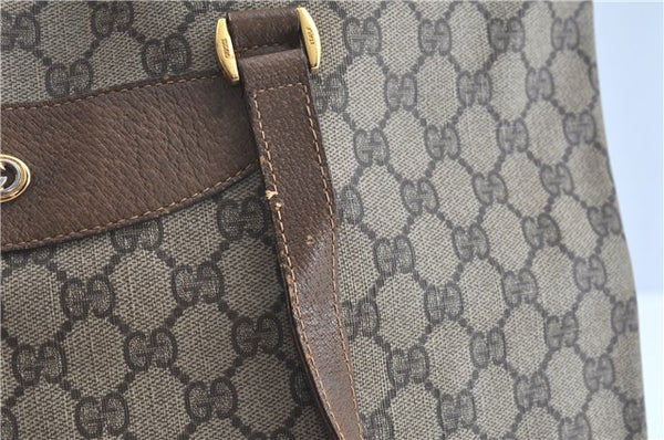 Authentic GUCCI Shoulder Tote Bag GG PVC Leather Brown H9441