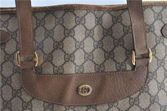 Authentic GUCCI Shoulder Tote Bag GG PVC Leather Brown H9441