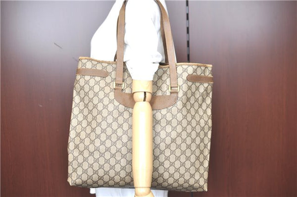 Authentic GUCCI Shoulder Tote Bag GG PVC Leather Brown H9441