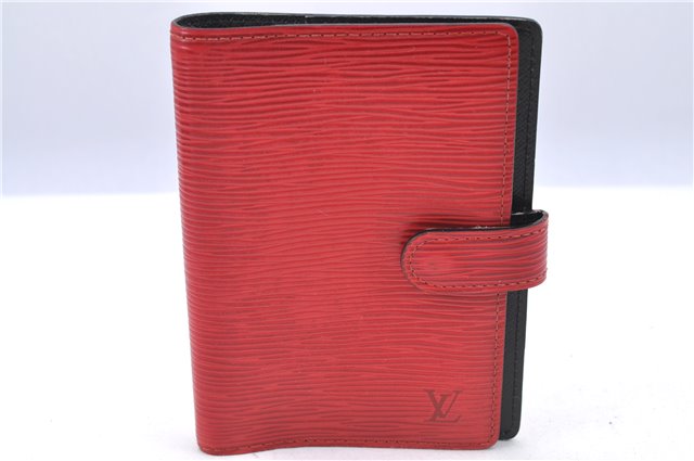 Auth Louis Vuitton Epi Agenda PM Day Planner Cover Red Black R2005E LV H9448