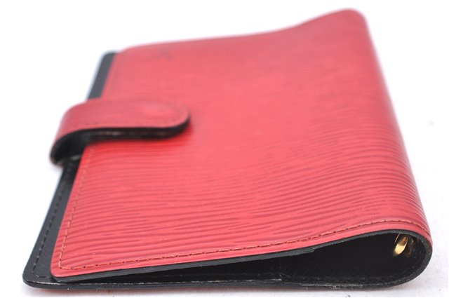 Auth Louis Vuitton Epi Agenda PM Day Planner Cover Red Black R2005E LV H9448