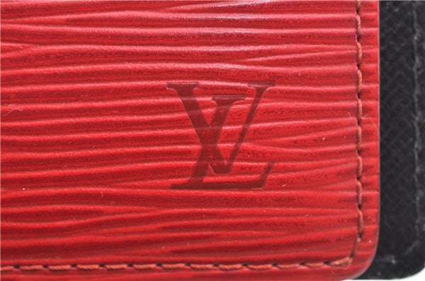 Auth Louis Vuitton Epi Agenda PM Day Planner Cover Red Black R2005E LV H9448