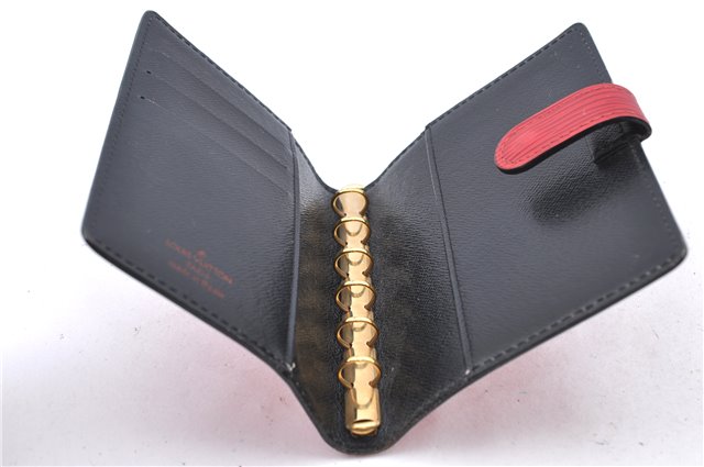 Auth Louis Vuitton Epi Agenda PM Day Planner Cover Red Black R2005E LV H9448