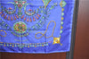 Authentic HERMES Carre 90 Scarf "PARURES DES SABLES" Silk Blue H9456