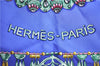 Authentic HERMES Carre 90 Scarf "PARURES DES SABLES" Silk Blue H9456