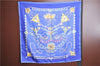 Authentic HERMES Carre 90 Scarf "PARURES DES SABLES" Silk Blue H9456