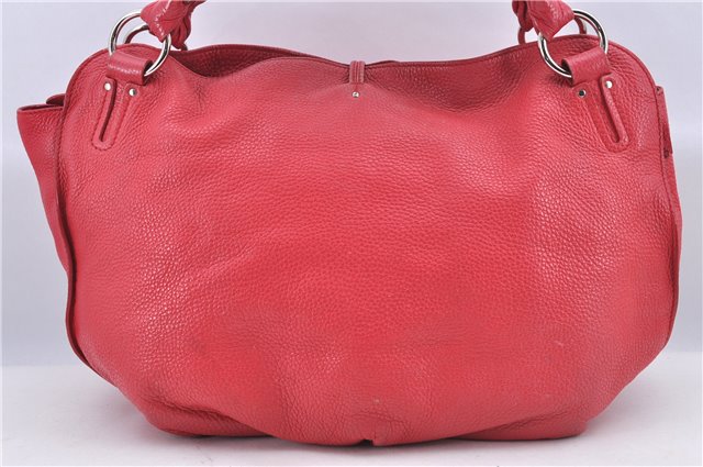 Authentic CELINE Shoulder Tote Bag Leather Red Pink H9457