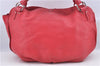 Authentic CELINE Shoulder Tote Bag Leather Red Pink H9457