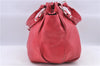 Authentic CELINE Shoulder Tote Bag Leather Red Pink H9457