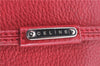 Authentic CELINE Shoulder Tote Bag Leather Red Pink H9457