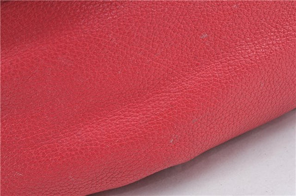 Authentic CELINE Shoulder Tote Bag Leather Red Pink H9457