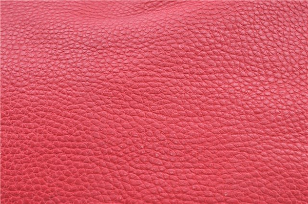 Authentic CELINE Shoulder Tote Bag Leather Red Pink H9457