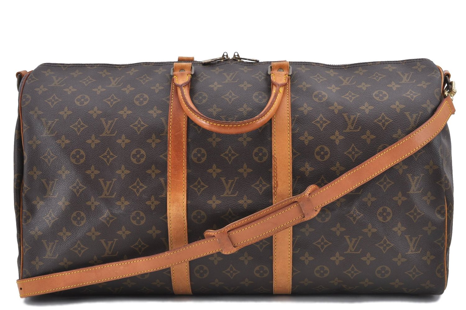 Auth Louis Vuitton Monogram Keepall Bandouliere 55 Boston Bag M41414 LV H9458