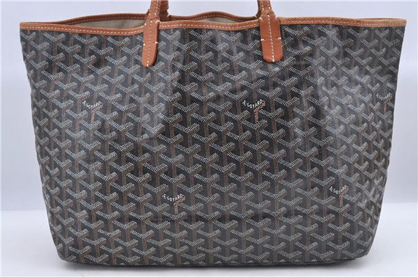 Auth Goyard Saint Louis PM Shoulder Tote Bag GG PVC Leather Black Brown H9473