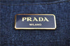 Authentic PRADA Canapa Canvas Tote Hand Bag B1877B Denim Blue H9480