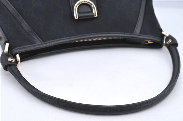 Auth GUCCI Abbey Shoulder Hand Bag Purse GG Canvas Leather 130939 Black H9483