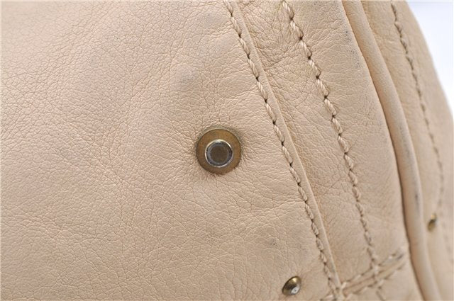 Authentic Chloe Paddington Leather Shoulder Hand Bag Ivory H9486