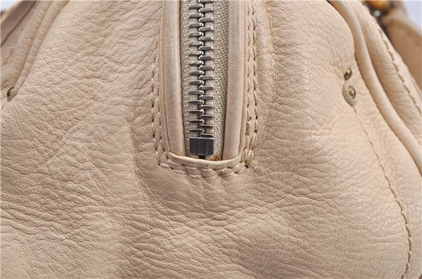 Authentic Chloe Paddington Leather Shoulder Hand Bag Ivory H9486