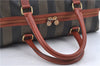 Authentic FENDI Pequin Pattern PVC Leather Boston Hand Bag Brown Black H9495