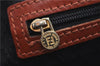 Authentic FENDI Pequin Pattern PVC Leather Boston Hand Bag Brown Black H9495