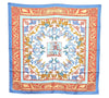 Authentic HERMES Carre 90 Scarf "Early America" Silk Blue Red H9497