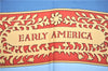 Authentic HERMES Carre 90 Scarf "Early America" Silk Blue Red H9497