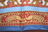 Authentic HERMES Carre 90 Scarf "Early America" Silk Blue Red H9497