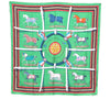 Authentic HERMES Carre 90 Scarf "Couvertures et Tenues du Jour" Silk Green H9498