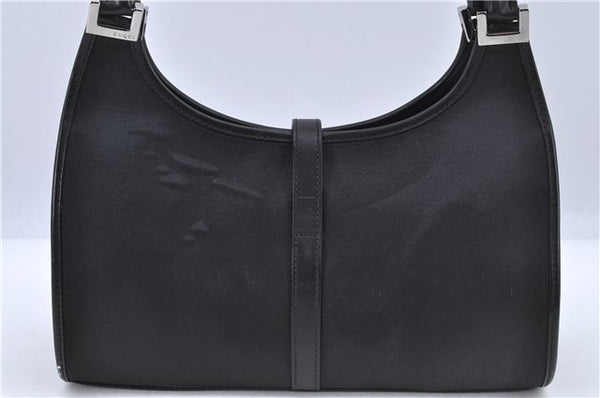 Authentic GUCCI Jackie Shoulder Hand Bag Satin Nylon Leather 0021068 Black H9501