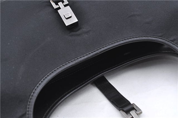 Authentic GUCCI Jackie Shoulder Hand Bag Satin Nylon Leather 0021068 Black H9501