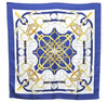 Authentic HERMES Carre 90 Scarf "Eperon d'or" Silk Blue H9506