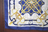 Authentic HERMES Carre 90 Scarf "Eperon d'or" Silk Blue H9506