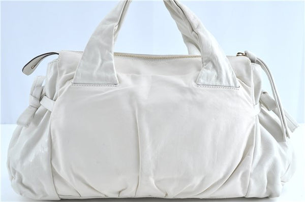 Authentic GUCCI Hysteria Hand Tote Bag Leather 197020 White H9509