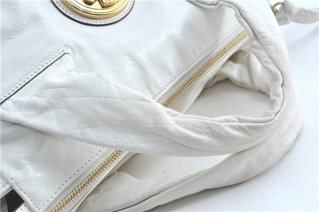 Authentic GUCCI Hysteria Hand Tote Bag Leather 197020 White H9509