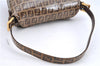 Authentic FENDI Zucchino Shoulder Bag PVC Leather Brown H9511