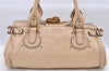 Authentic Chloe Paddington Leather Shoulder Hand Bag Beige Ivory H9512